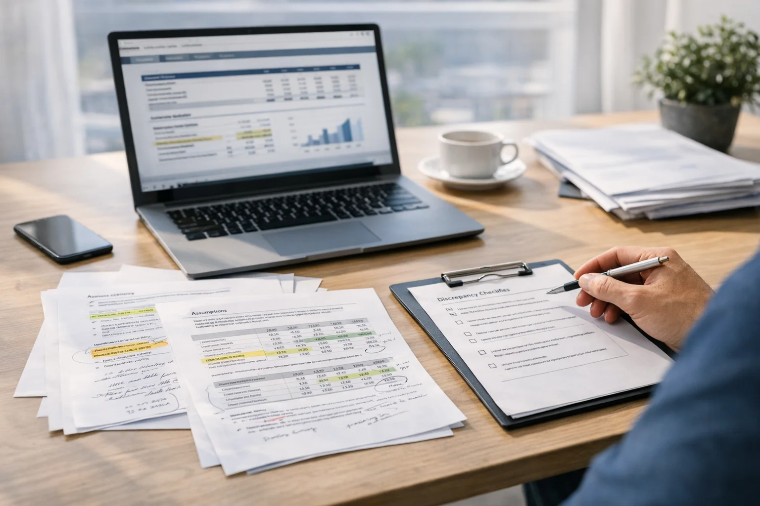 Critical appraisal-review context with marked-up valuation report and consistency checks